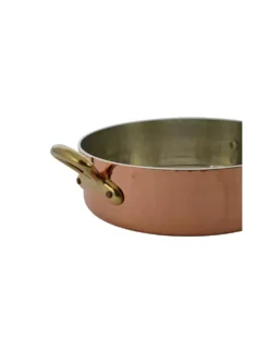 PLAT A SAUTER CUIVRE ETAME AVEC POIGNEES AVEC COUVERCLE