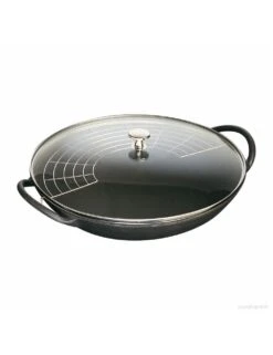 WOK FONTE NOIRE COUVERCLE VERRE DIAMETRE 37